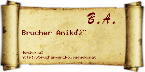 Brucher Anikó névjegykártya